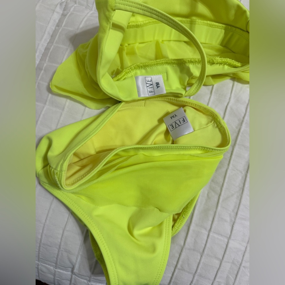 Five The Label dancewear Neon Yellow Ruffle Two-Piece Set - Picture 3 of 3